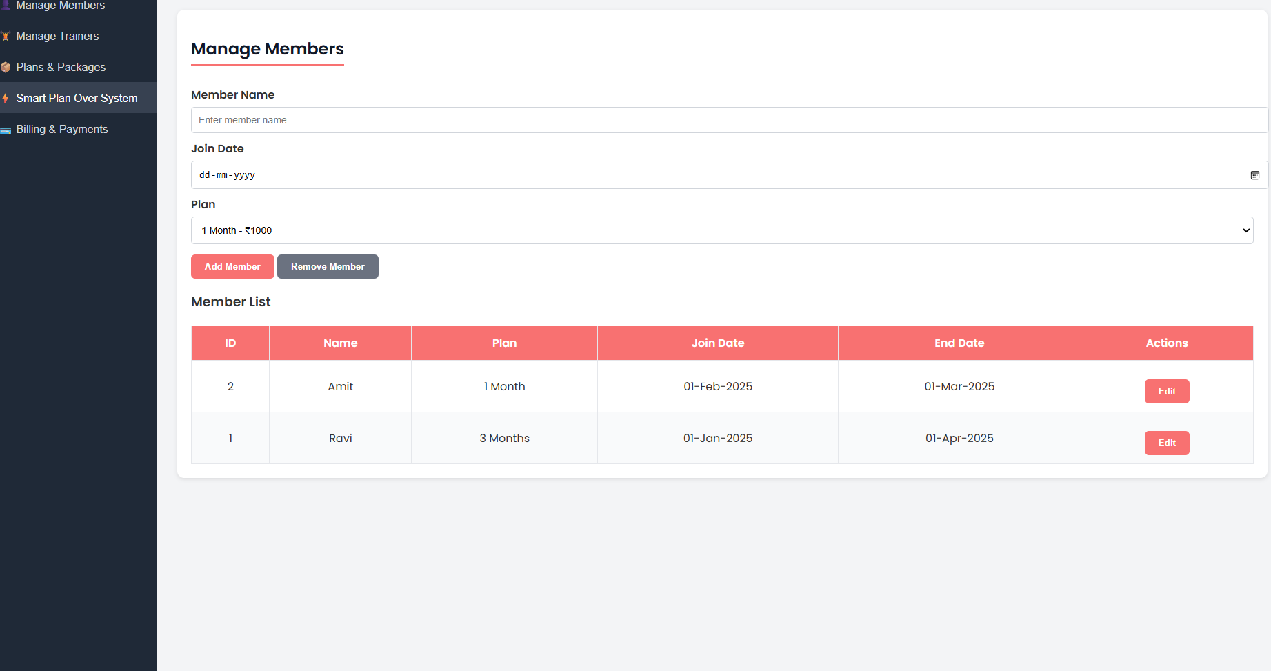 Gym Management System